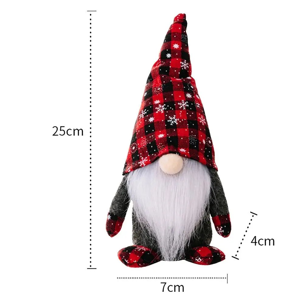 Cute Christmas Checkered Gnome Doll Plush Red Black Christmas Rudolf Doll Cartoon Exquisite Faceless Gnome Ornaments - Image 6