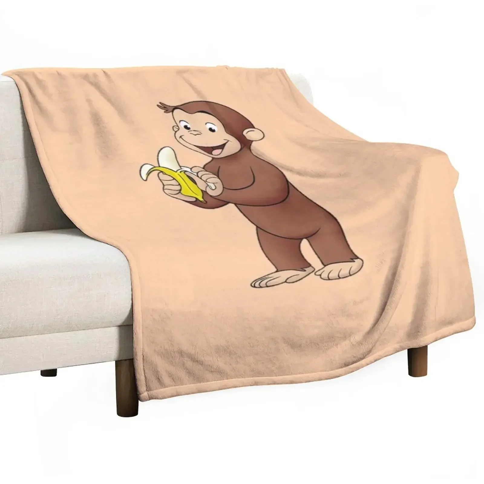 funny and cute curious george monky Throw Blanket Luxury Flannels Blankets