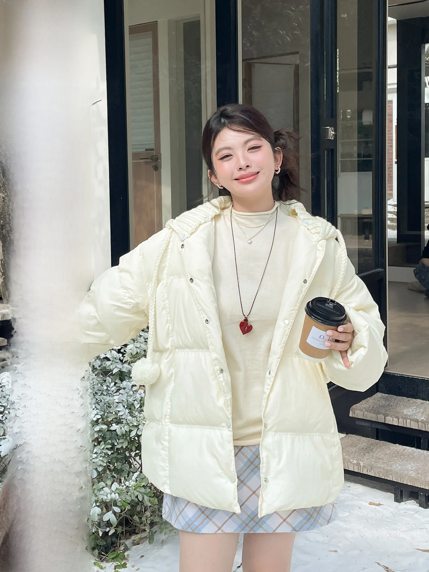 

Unique Design Beautiful Hooded Cotton Jaet Large Size Women's Faionable Aosphere Sensation Winter Outerwear Coat