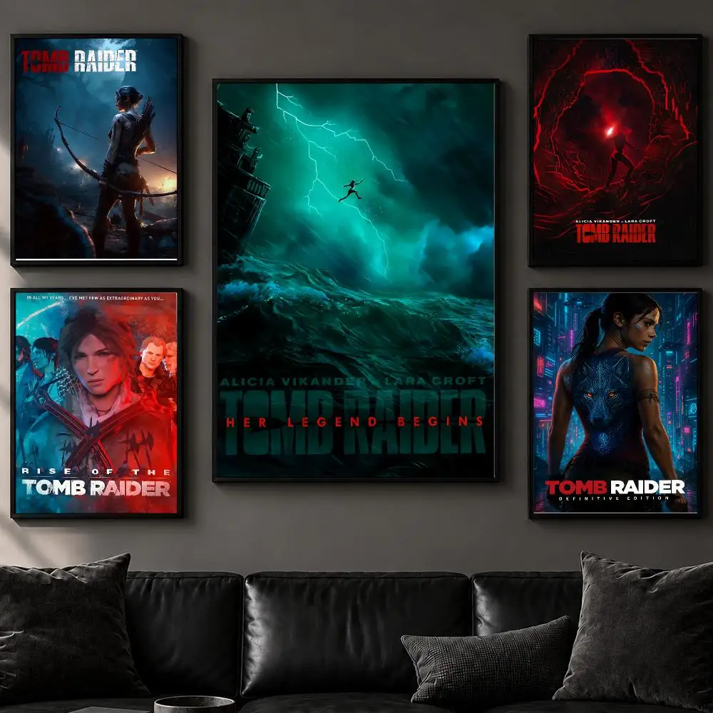 Movie T-Tomb RaiderS Poster Art  Self-Adhesive No Glue Residue Wall Decor for Bedroom Living Room