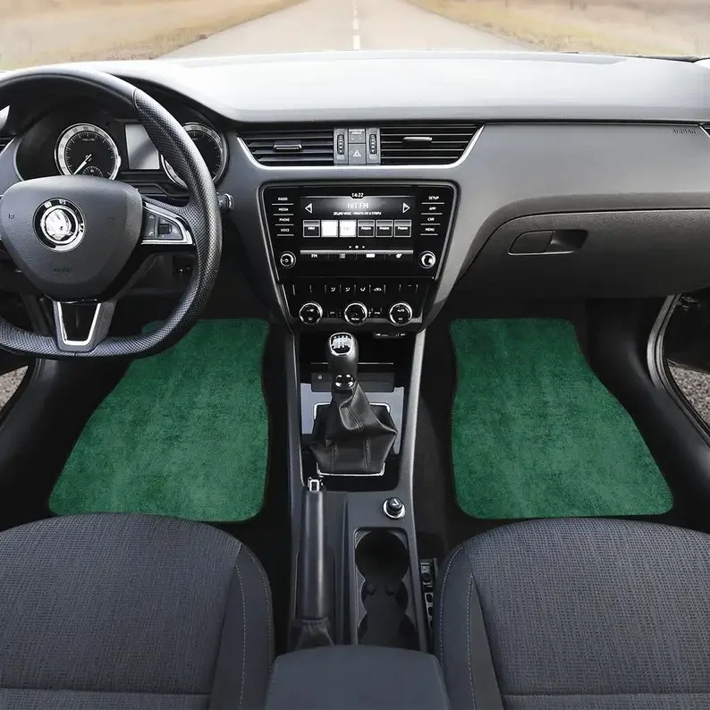 Tapis de sol vert Grunge pour voiture, ensemble de tapis de sol pour voiture