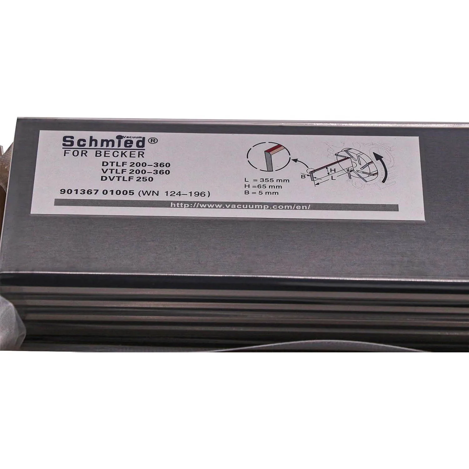5 Pack Vane WN124-196 90136701005 for Becker Vacuum Pump DTLF/VTLF 250/360/2.200/2.250, DVTLF 2.250, TLF 2.250, 355-65-5mm