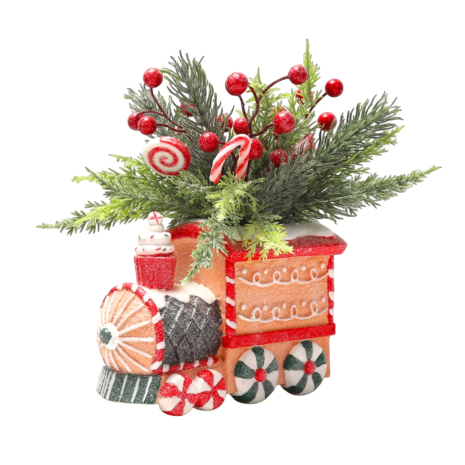 Christmas Artificial Pine Stems with Vase, Faux Cedar Branches, Fake Christmas Greenery Pine Picks Home Xmas Decor Style 1