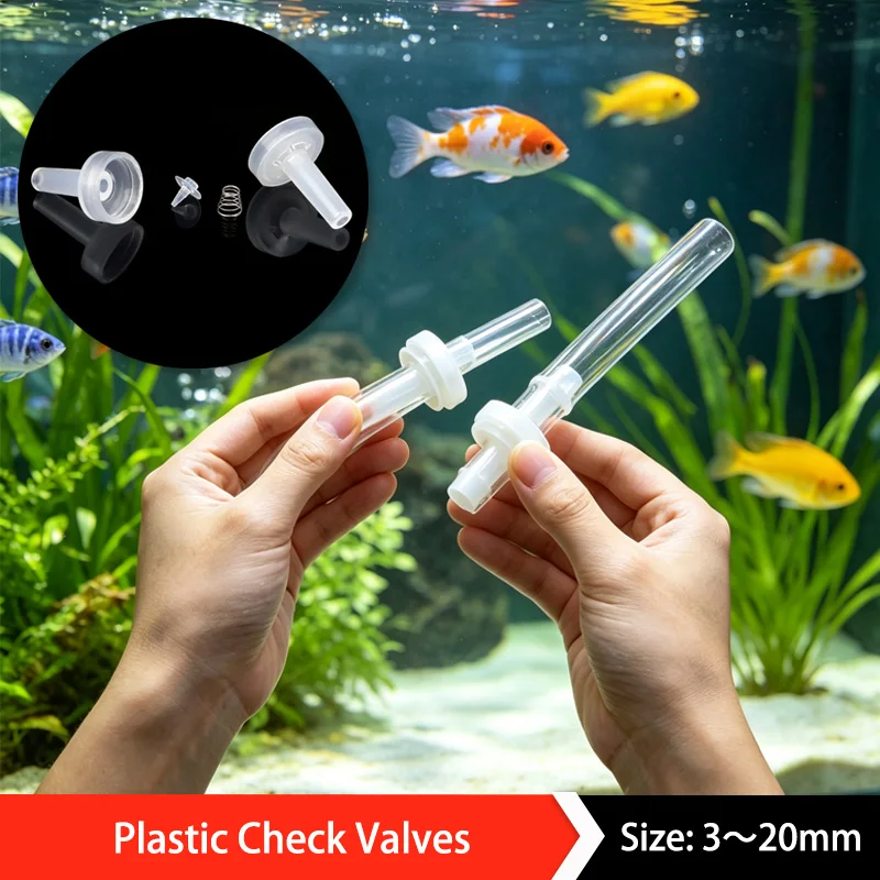 Universal One-Way Inline Check Valve 3~20mm Tool-Free Install Oil/Heat Resistant Built‑in Flow Arrow PP+304 Spring Valves 1~20P