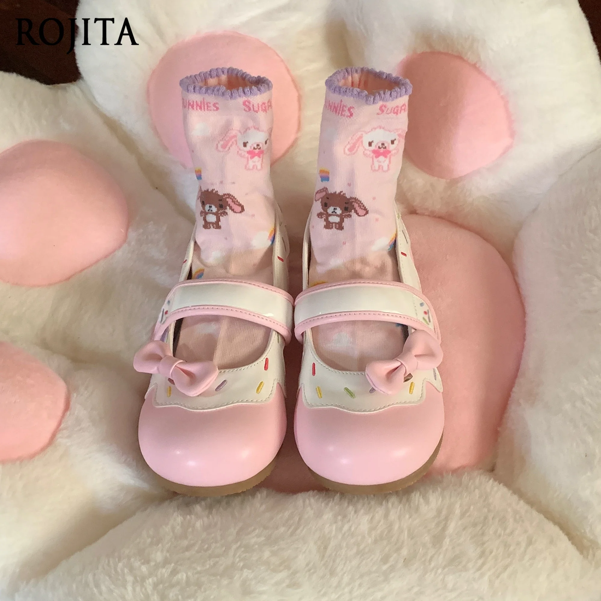 Cute Sweet Fashion Small Leather Shoes Girl Original Lolita Style Design Mary Jane Round Head Flats for Women Spring Summer