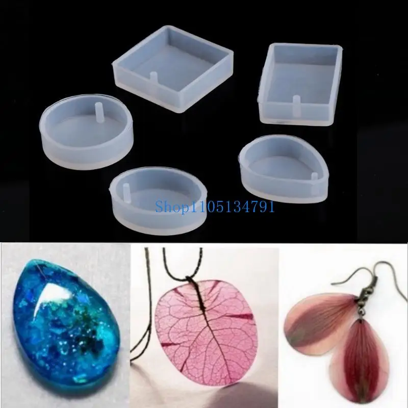 Molde silicona 98 juego 5 moldes resina epoxi decorativa transparente para aretes collar bricolaje joyas