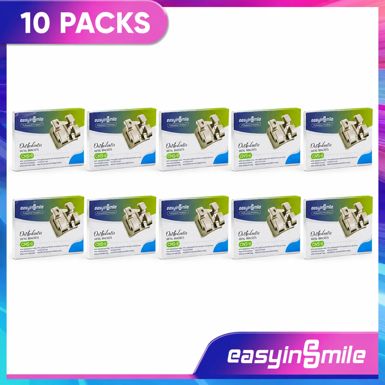 Easyinsmile Mini Ortho Metal Brackets Roth MBT 022 Slot 345 Hooks Dental Braces Orthodontic Supplies
