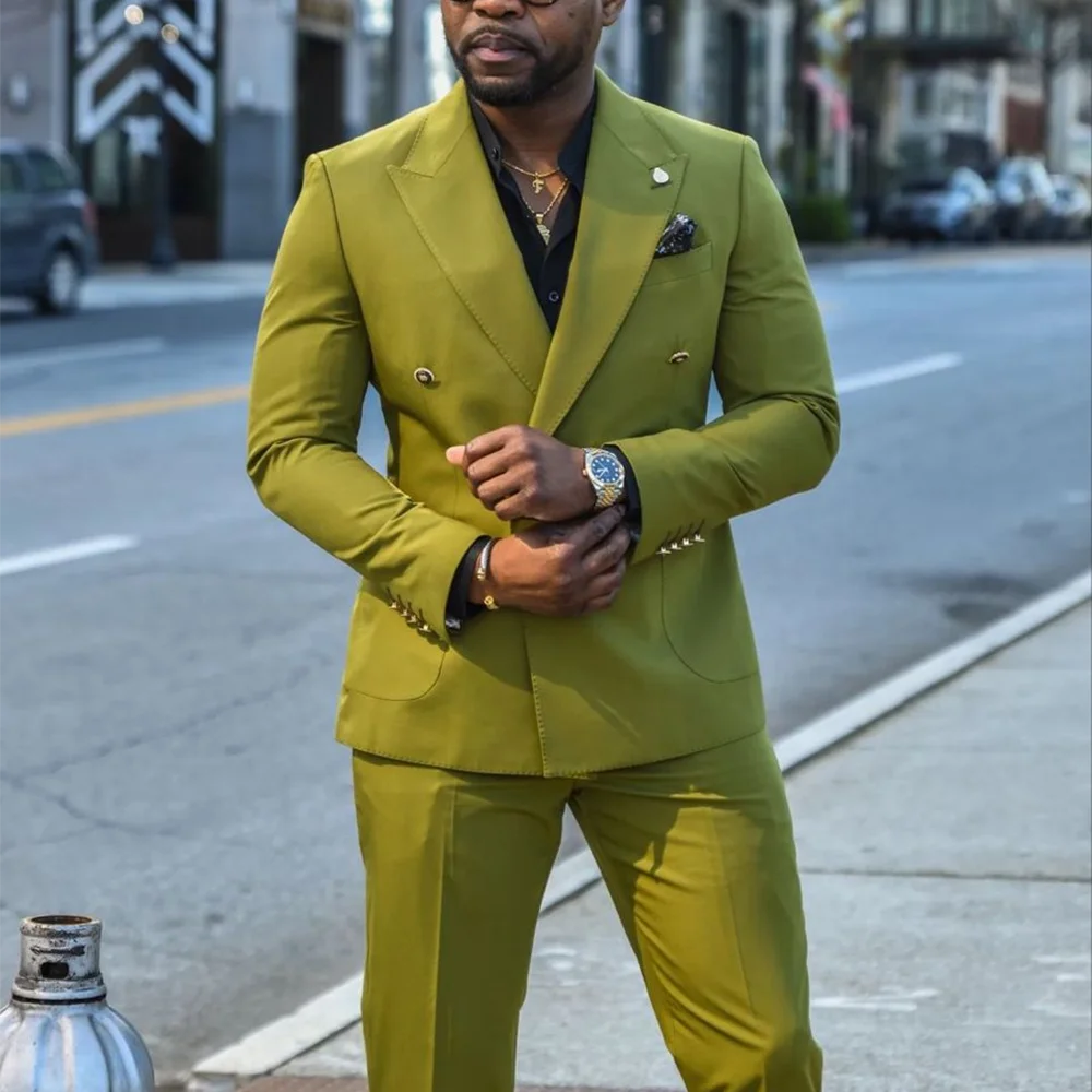 

Элегантные костюмы для мужчин, однотонные двубортные мужские костюмы высокого качества, повседневные модные костюмы, комплект из двух предметов Homme