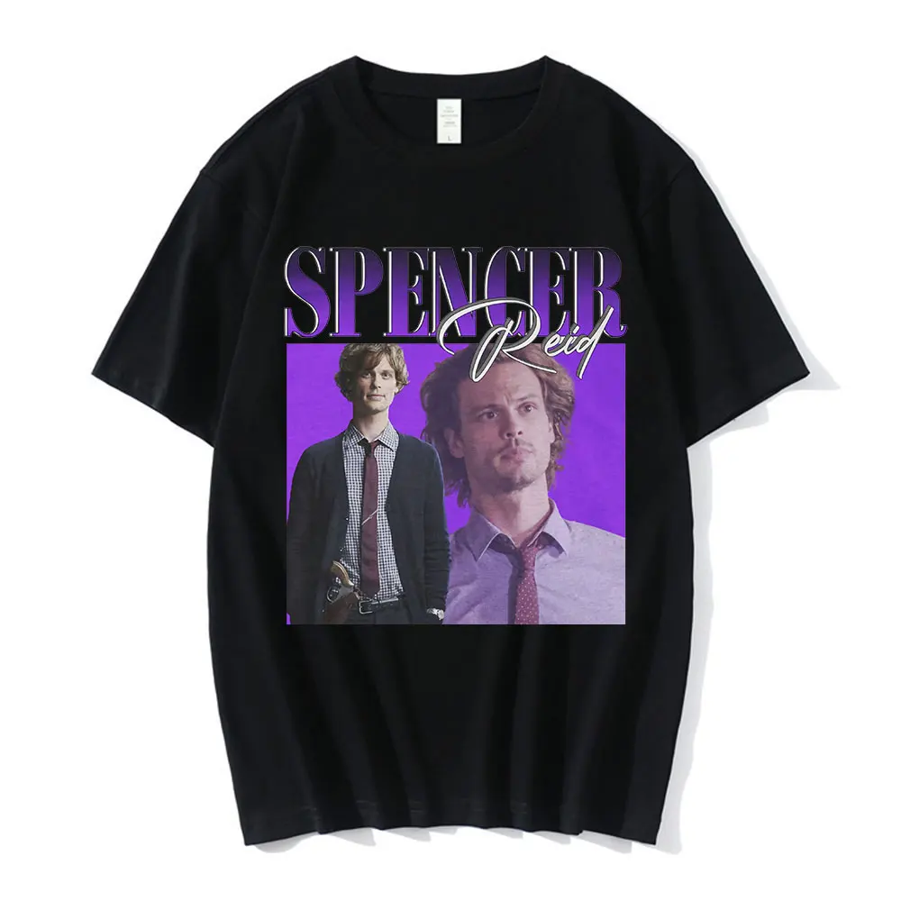 Spencer Reid Graphic Print T-Shirts Men Fashion Hip Hop Oversized T-shirt Tops Harajuku Vintage Short Sleeve T Shirt Streetwear