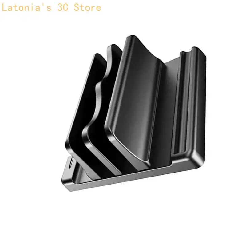 Permanenter vertikaler Laptopständer aus ABS-Kunststoff schützt Geräte. Elastomer gepolstert. Veränderbare Breite. Stiftschlitz – Detail 8