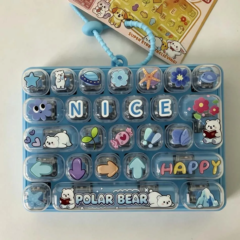 26 Grid Keyboard Keycap Clicker Anti-stress Key Cap Keychain Bag Pendant Cartoon Fidget Keyboard Keychain Charms view 3