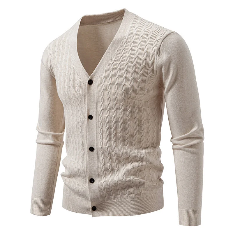 

New Men's Sweater Loose V-neck Fashionable Jacquard Casual Sweater Simple Versatile High-end Cardigan Jacket