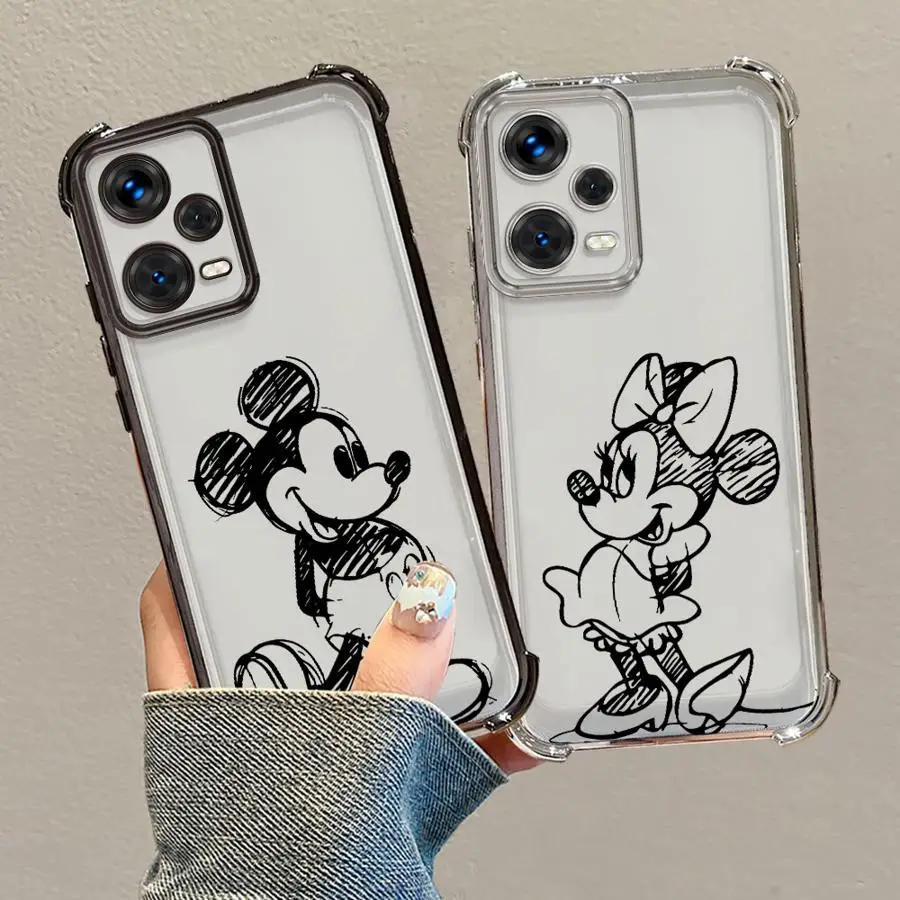 Capa para redmi note 10s 9s 10 lite 11 12 13 11s 14 pro plus capa de telefone macia disney minnie mickey