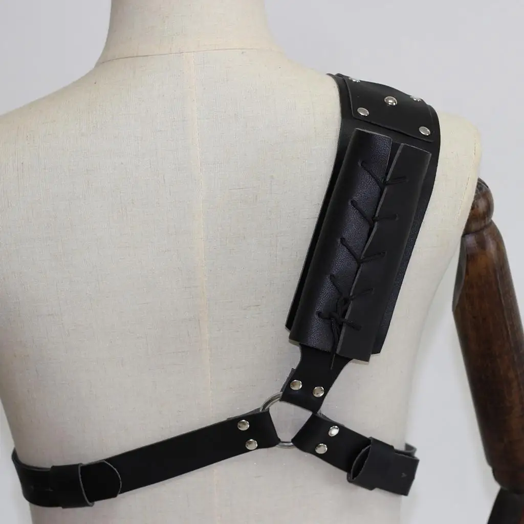 Lightweight Back Sheath Sword Belt Holder PU Leather Shoulder Strap Scabbard Hanger for Stage Performance Props