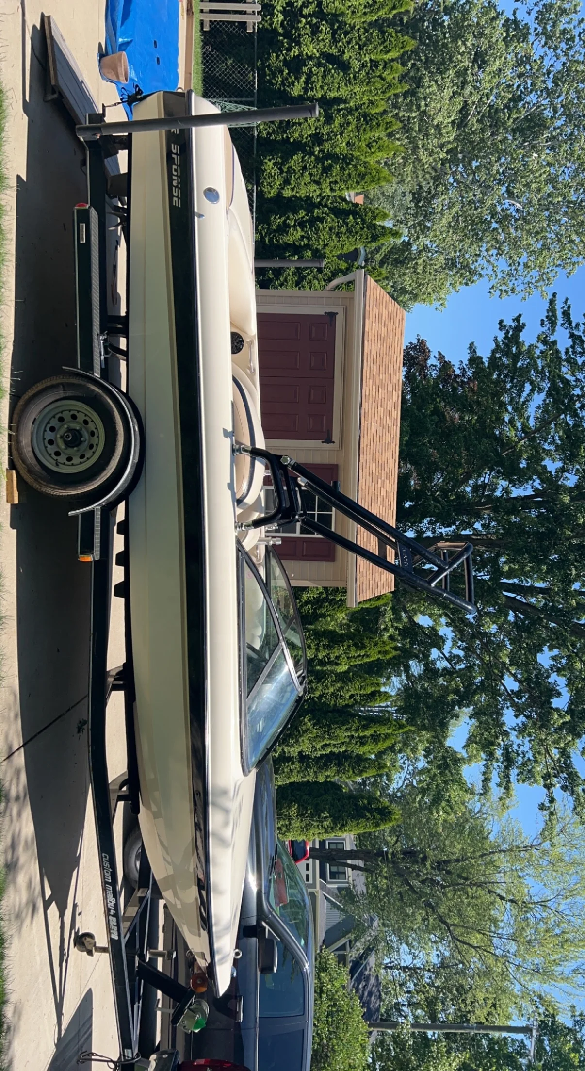 Reborn Launch X Wakeboard Tower Glossy Black Fast Install and Fold Down Aluminum Wakeboard Boat Tower