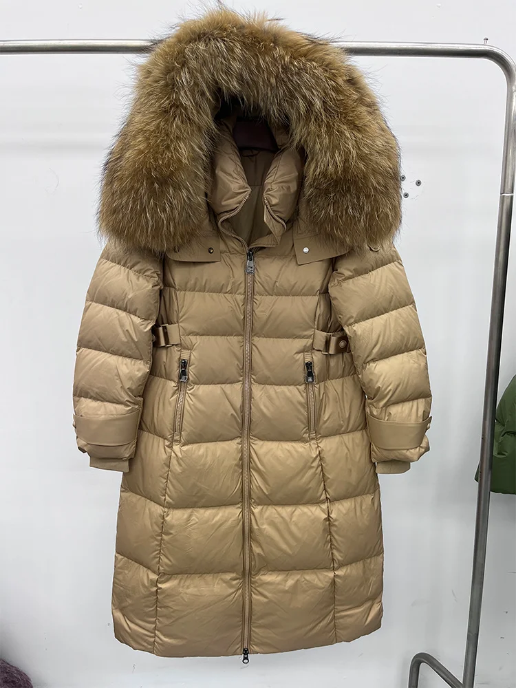 2025 Winter Warm Women Long Goose Down Jackets Real Natural Fox Fur Collar Puffer Jackets Thick Female Outdoors Streetwear Coats
