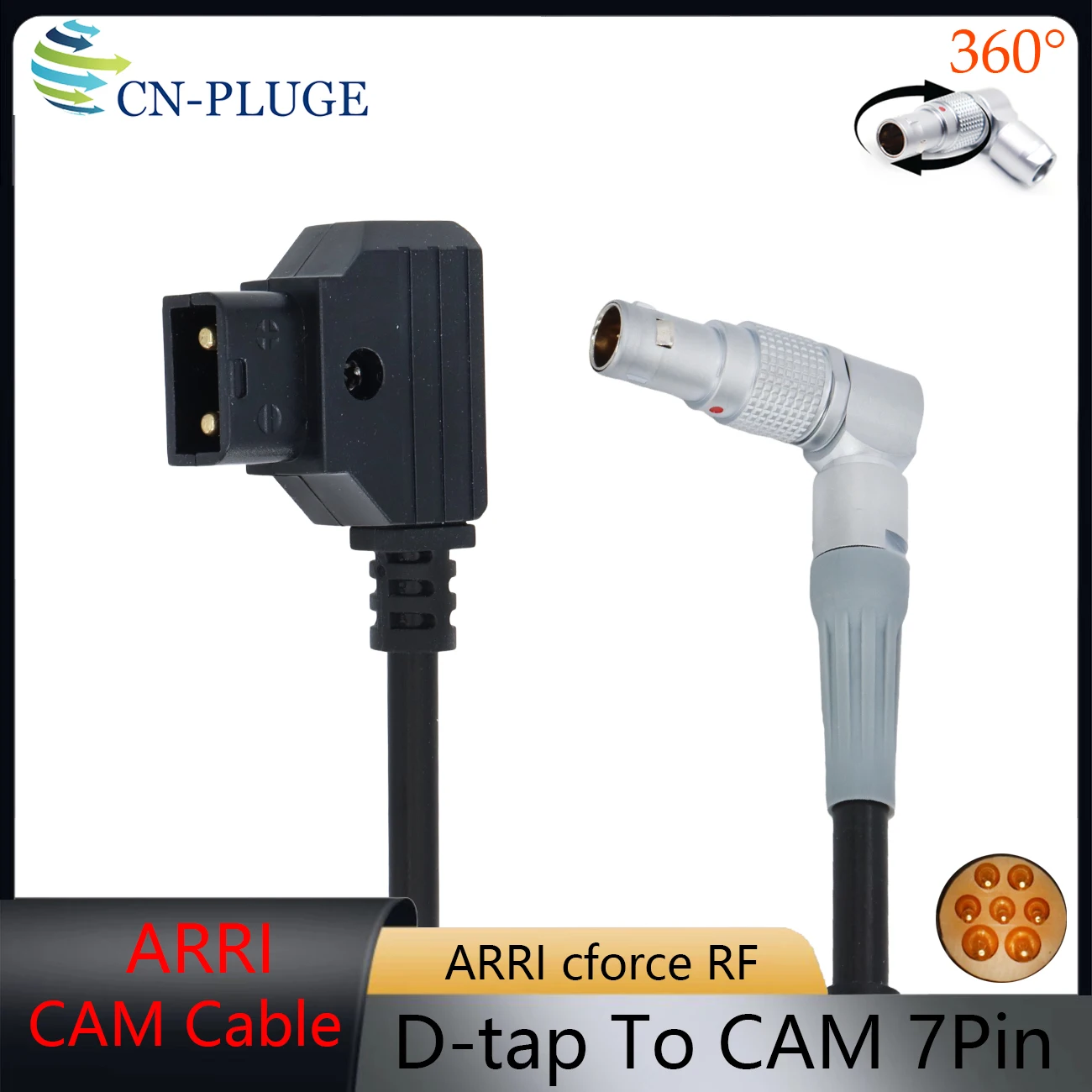 CAM 7 Pin to D-TAP for ARRI Cforce RF otor/Cmotion cPRO Motor and Camin/RIA-1 Power Cable