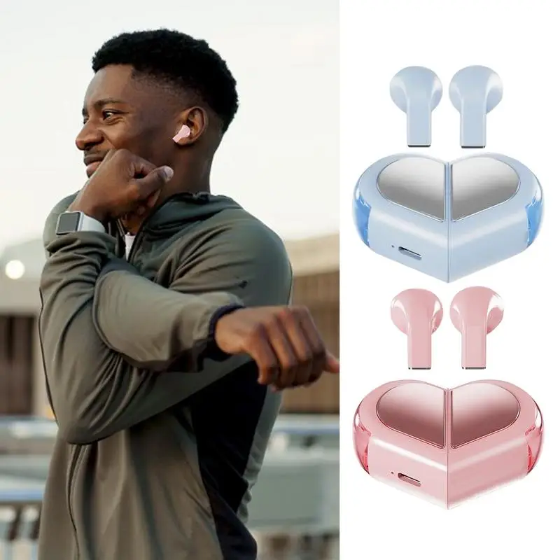 Ear Buds Heart Shape Headset For Phone Waterproof High-Fidelity Earbuds For Outdoor Studying Calls Airplane Commuting Sports Gym