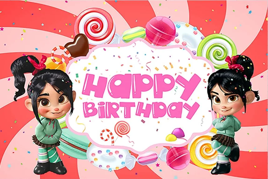 Фон с героями мультфильмов, принцесса ванеллопа для дня рождения, тема ванеллопа фон швейца, баннер для украшения детской вечеринки