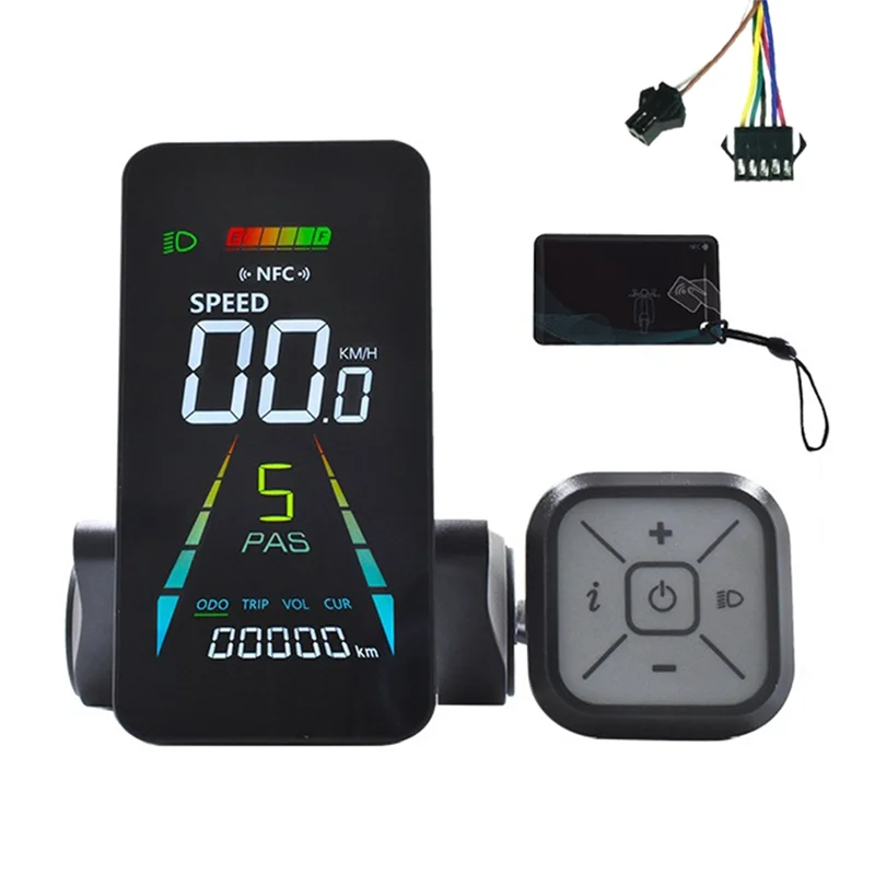 E-Bike NFC LCD Color Display Animated Meter 24V/36V 48V/60V UART Electric Scooter Speedometer Meter SM5+ 2PIN