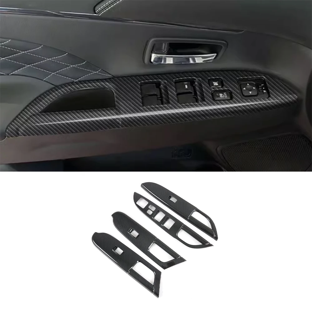 

Interior Door Panel Window Switch Trim Bezel Garnish Covers For 2013-2022 Mitsubishi ASX Carbon Fiber Styling