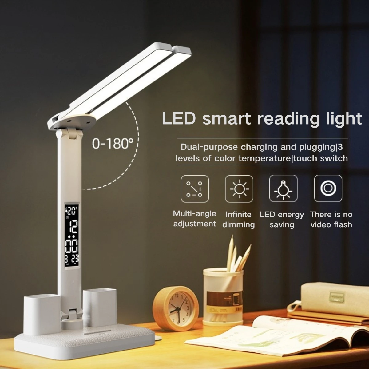 Led Clock Table Lam…