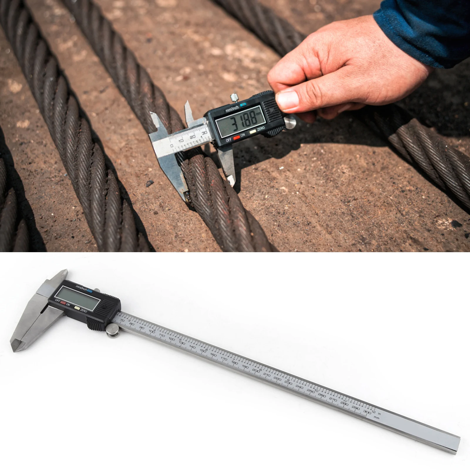 12インチ-300mm-デジタル電子ノギス-001mm分解能-ステンレス製マイクロメーター-内外径測定ツール