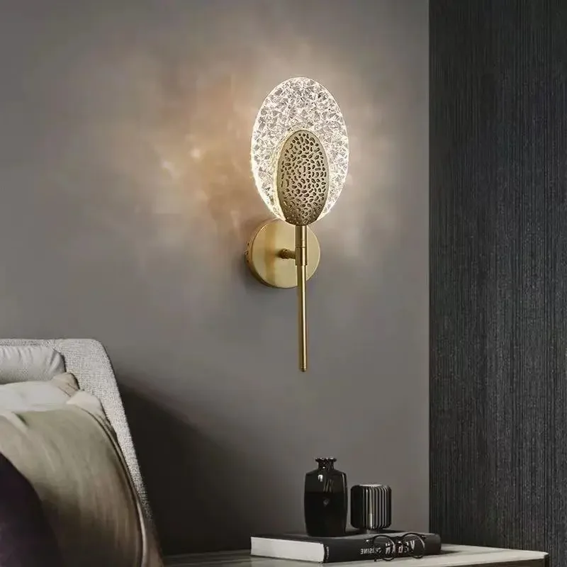 Light Luxury Wall Lamp Crystal Textured Bedroom Bedside Lamp Living Room Background Wall Light Corridor Decorative Lighting