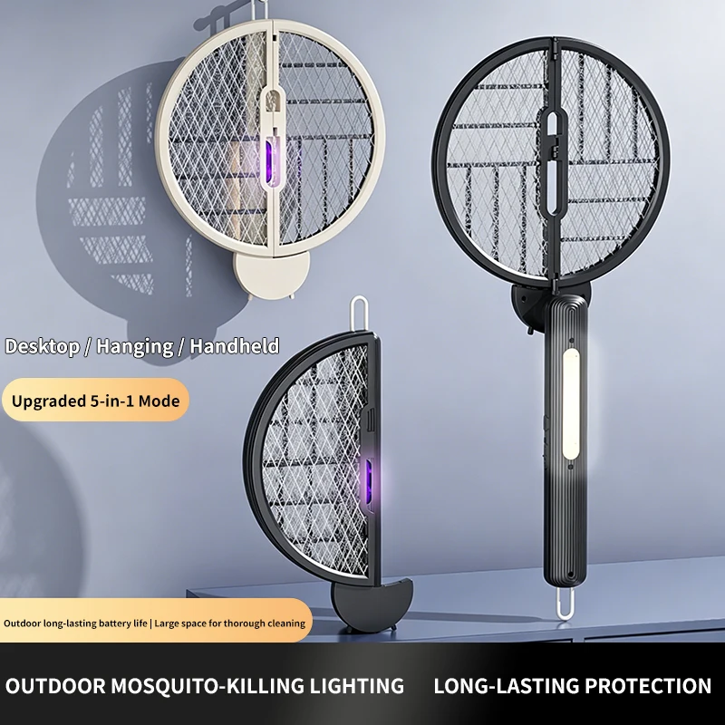 Foldable Electric Mosquito Swatter 3 in 1 USB Rechargeable Wall Mounted Killer Lamp Anti Mosquito image 5