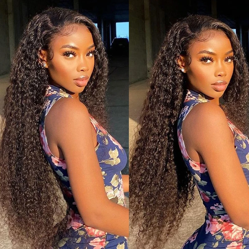 

Kinky Curly 13x4 Lace Frontal Human Hair Wigs For Women Pre-plucked With Baby Hair Deep Curly Lace Closure 32Inch