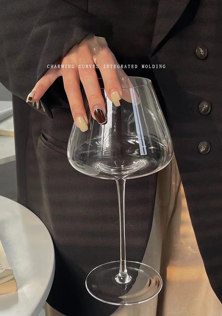 750ml High Capacity Burgundy Wine Glass Cup Concave Bottom Crystal Glass Goblet Home Made Ultra-thin Cold Cut Wine Glass Cup