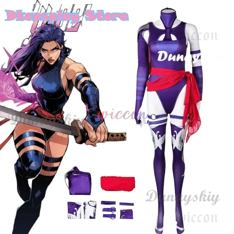 

Psylocke Cosplay Rivals Cosplay Fantasia Costume Gloves Jumpsuit Socks Disguise For Women Adult Halloween Carnival Party Suit