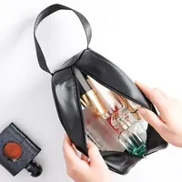 1pc Pu Transparent Three Piece Makeup And Toiletries Bag, Large Capacity Pvc Semi Transparent Frosted Portable Storage Bag 6