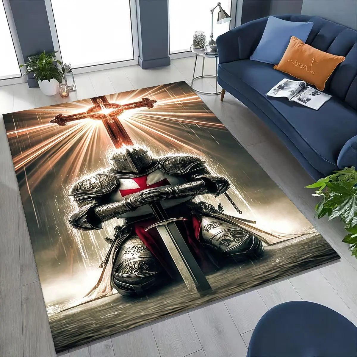 

Templar Blood Knight Honor Holy Crusader Cartoon Rug Carpet for Bedroom Living Room Sofa Doormat Decor,Kid Play Non-slip Mat
