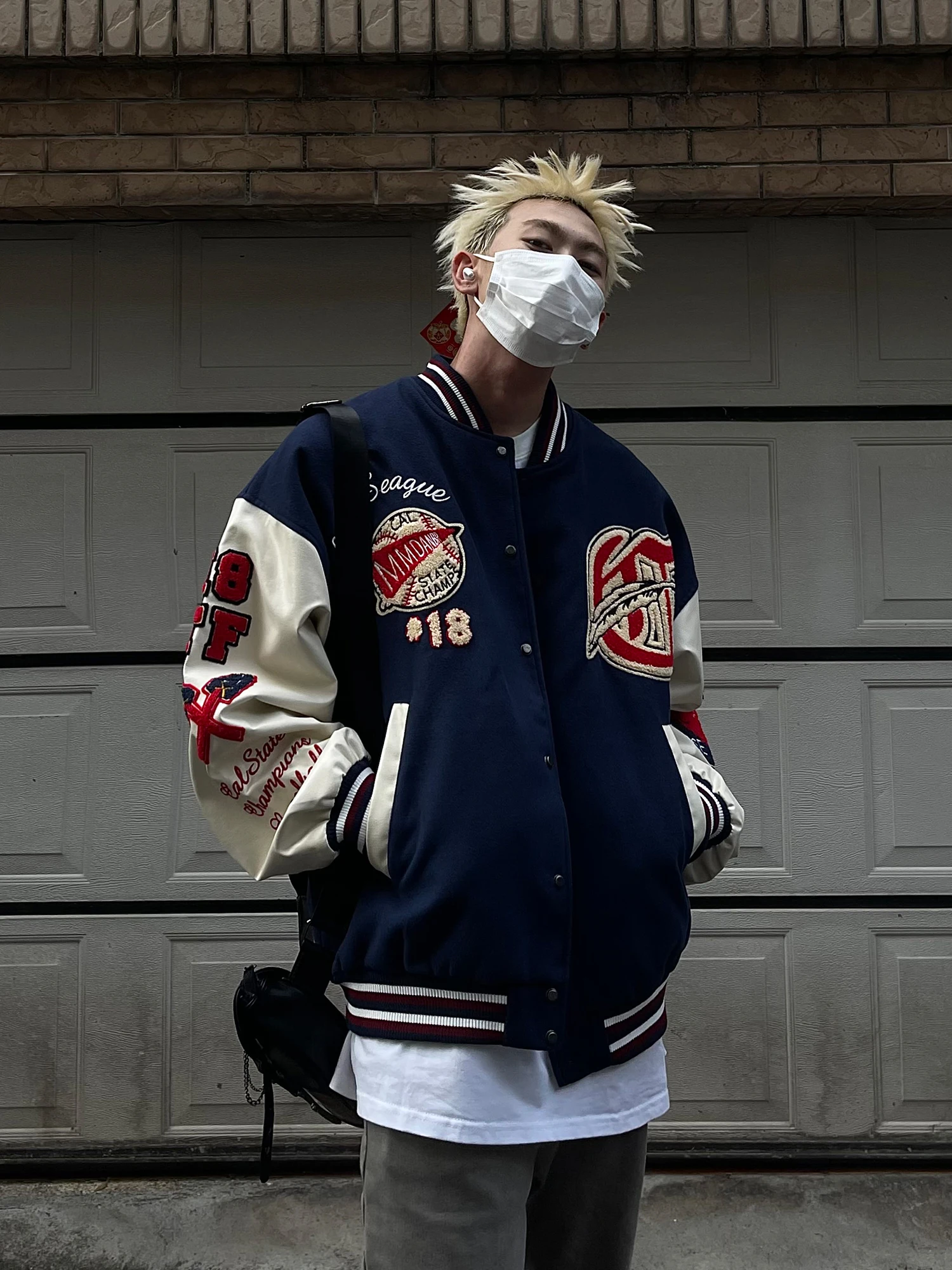 

Retro American Floing Embroidery Patchwork Baseball Jaet Men's Spring Autumn Loose Couple Pilot Jaet Youth Trendy