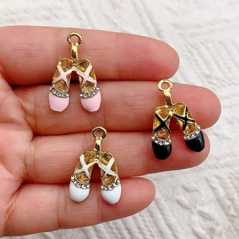 6pcs Enamel Dancer pendant Rhinestone Jewelry Making DIY Handmade Ballet Shoes Charms For Bracelet Earrings Necklace Gift DIY