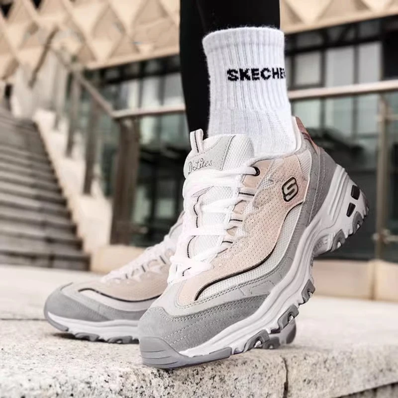 Skechers รองเท้าผ้าใบผู้หญิง, รองเท้าลำลองแฟชั่นรองเท้าลายแพนด้าดูดซับแรงกระแทกย้อนยุค