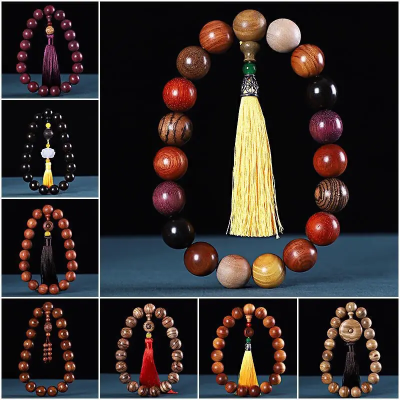 Vietnam Eaglewood Bracelet Pterocarpus Santalinus Prayer Beads Wooden Beaded Bracelet Handheld Buddhist Buddha Rosary Bracelet