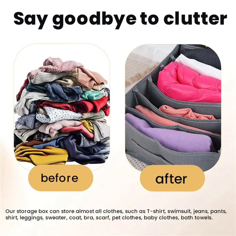 AEE8-Closet Drawer Organizer For T-Shirts Jeans Shirts Leggings Organizing System For Wardrobe Storage Box