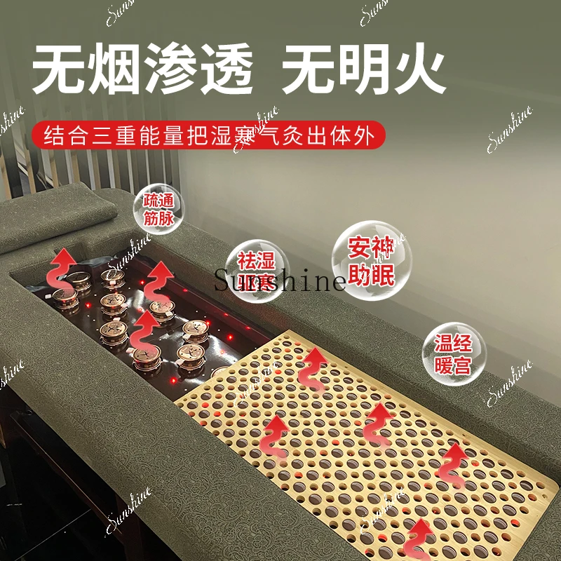 Beauty salon smokeless upgraded moxibustion bed ear massage SPA body therapy bed TF