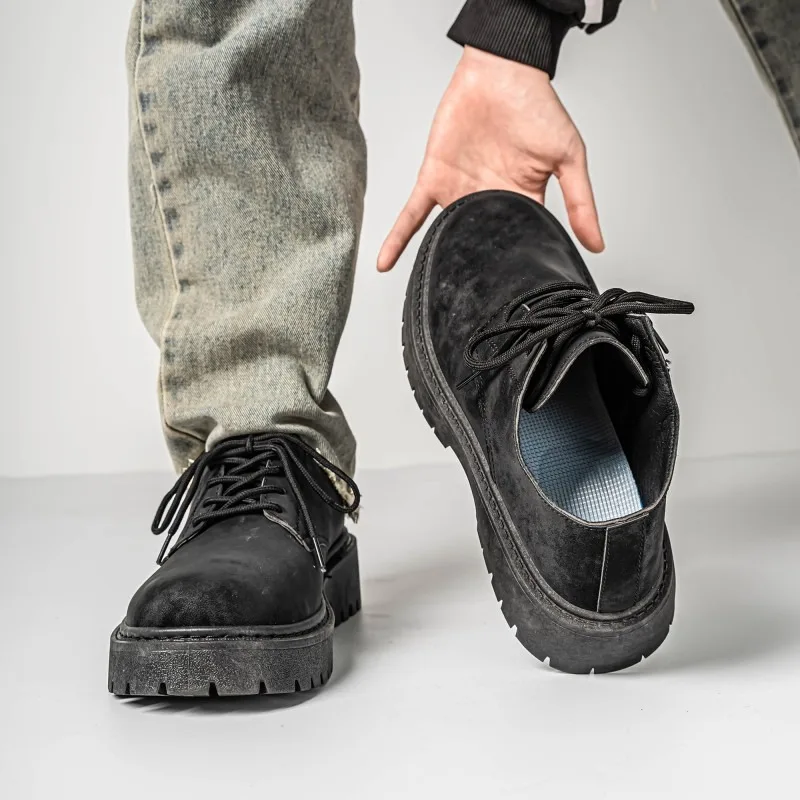 

Winter Men's 2025 New Autumn American Retro Work Boots Heightening Boots Trendy Leather High Top Boots Keep Warm