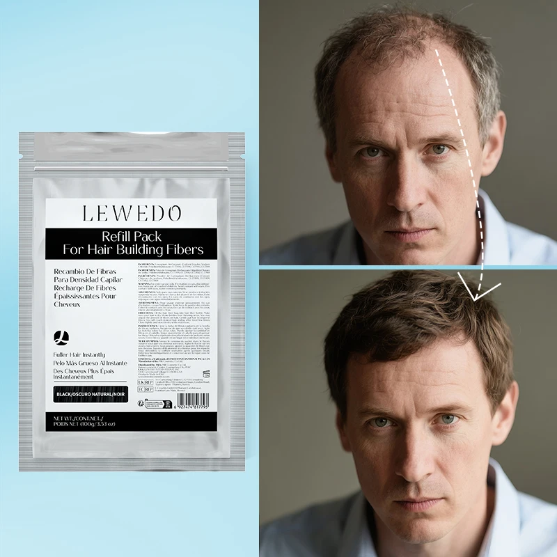 Lewedo Hair Fiber 100g Keratin Air Fiber Thickening Powder Hair Building Fiber Spray Instant Regrowth Powder Hair Loss Conceale