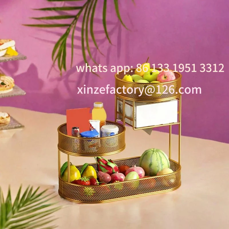 

Customizable Countertop Fruit Basket Metal Wire Storage Basket Counter Serving Tray Space Saver Serving Stand