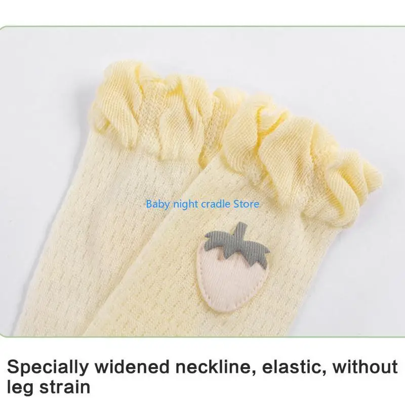 

J2FF Infants Toddlers Knee High Socks Embroidery Strawberry Socks Hollow Stockings