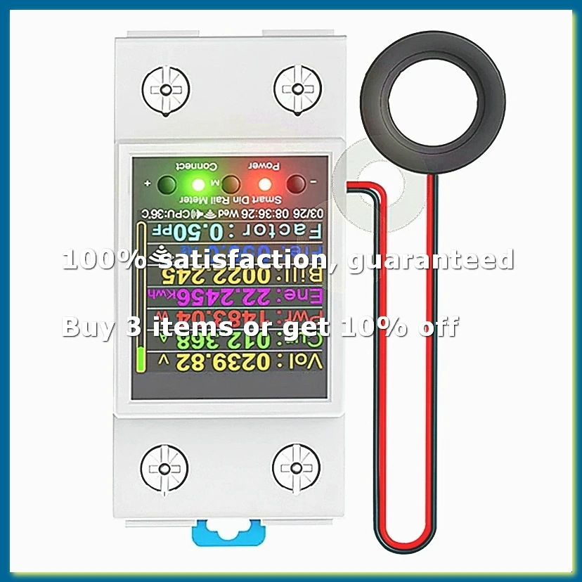 Tuya WiFi Smart Din Rail Energy Meter Leakage Cutoff Real-Time KWh Voltage Current Monitoring Mutual Inductance Coil