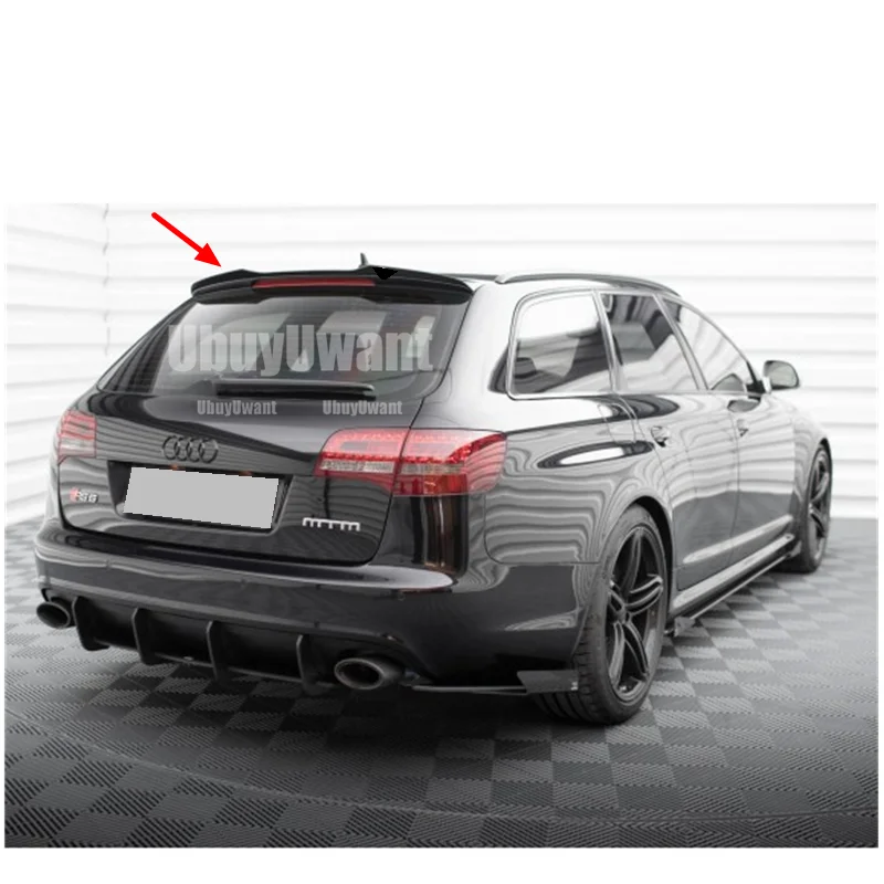 For AUDI RS6 AVANT C6 Hatchback Car Rear Roof Spoiler Lip Wing Car Tail Wing Universal Spoiler Wing Body Kit Tuning Gloss Black