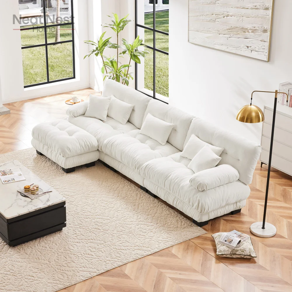 

Luxury Modular Sectional Sofa Couch,Oversized L Shaped Cloud Couch for Living Room,Deep Seat Sofa Couch with Convertible Ottoman