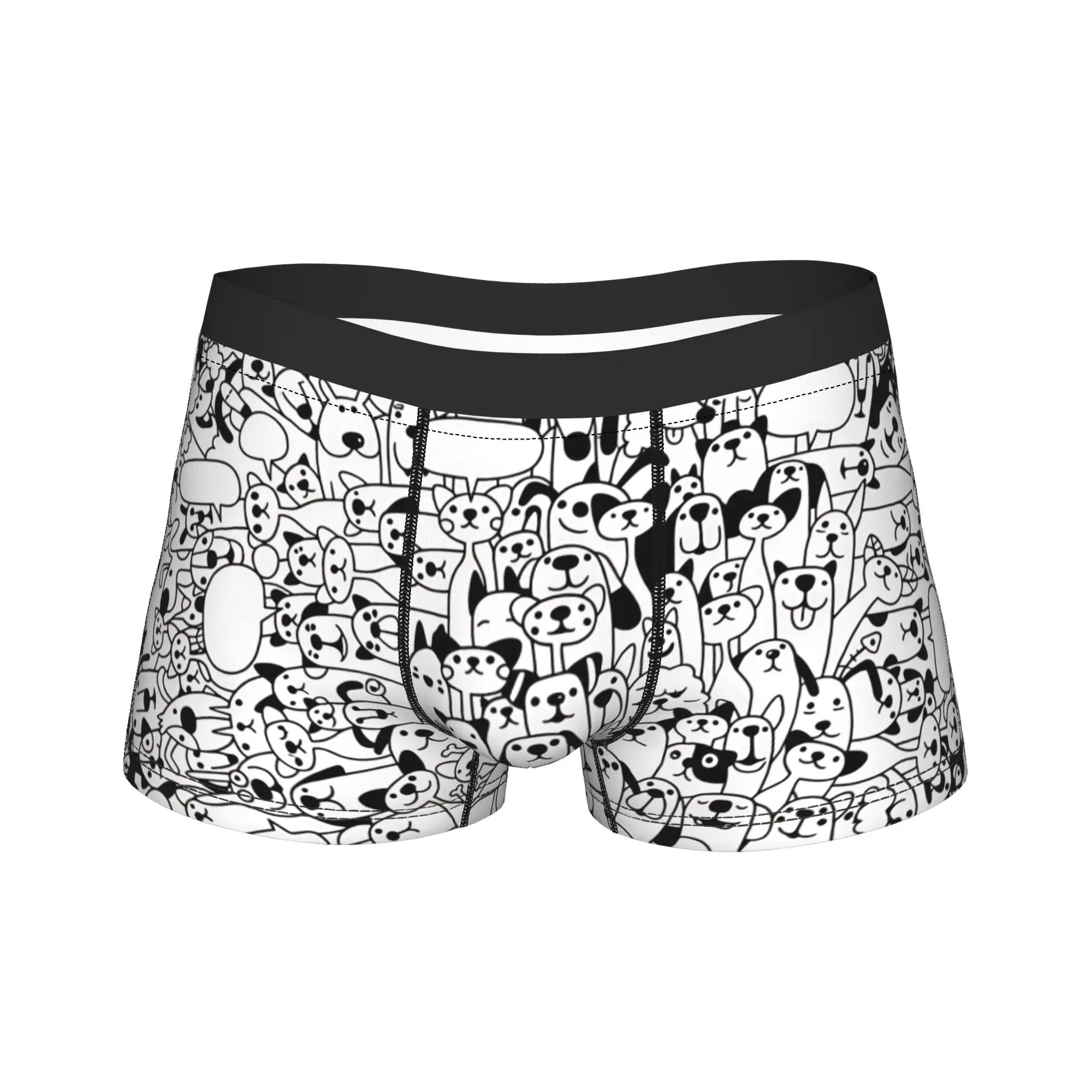 Cats and Dogs Vector pattern Shorts Briefs  Underwear Hot Sale Man Novelty Boxershorts Customs Plus Size Underpants
