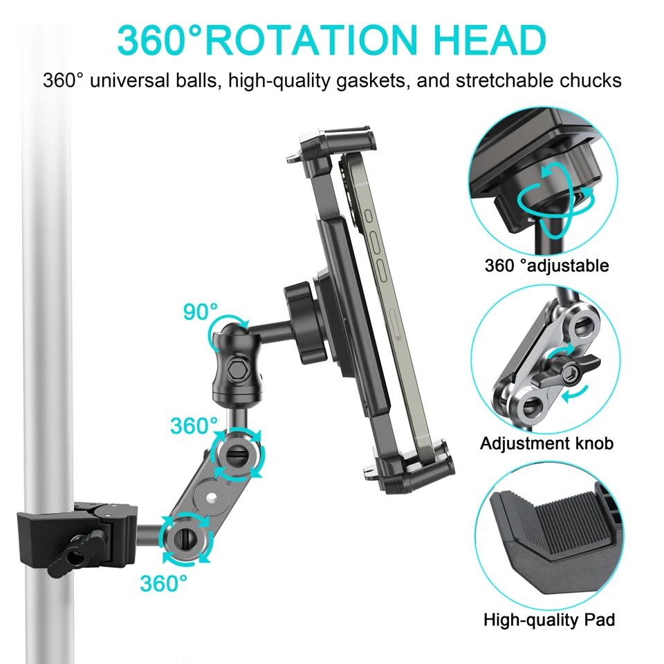 OUTMIX Tablet Stand for Treadmill Exercise Bike Clamp Adjustable Phone Holder for Reading Video Calling Home Gym Exercise Bike
