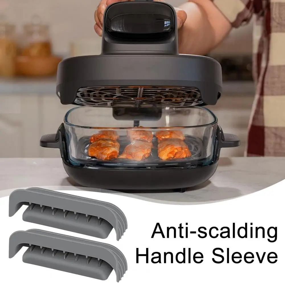 Air Fryer Accessory 2pcs Silicone Handle Covers for Ninja Crispi Glass Air Fryer Heat-resistant Grip Sleeves for Cleancrisp